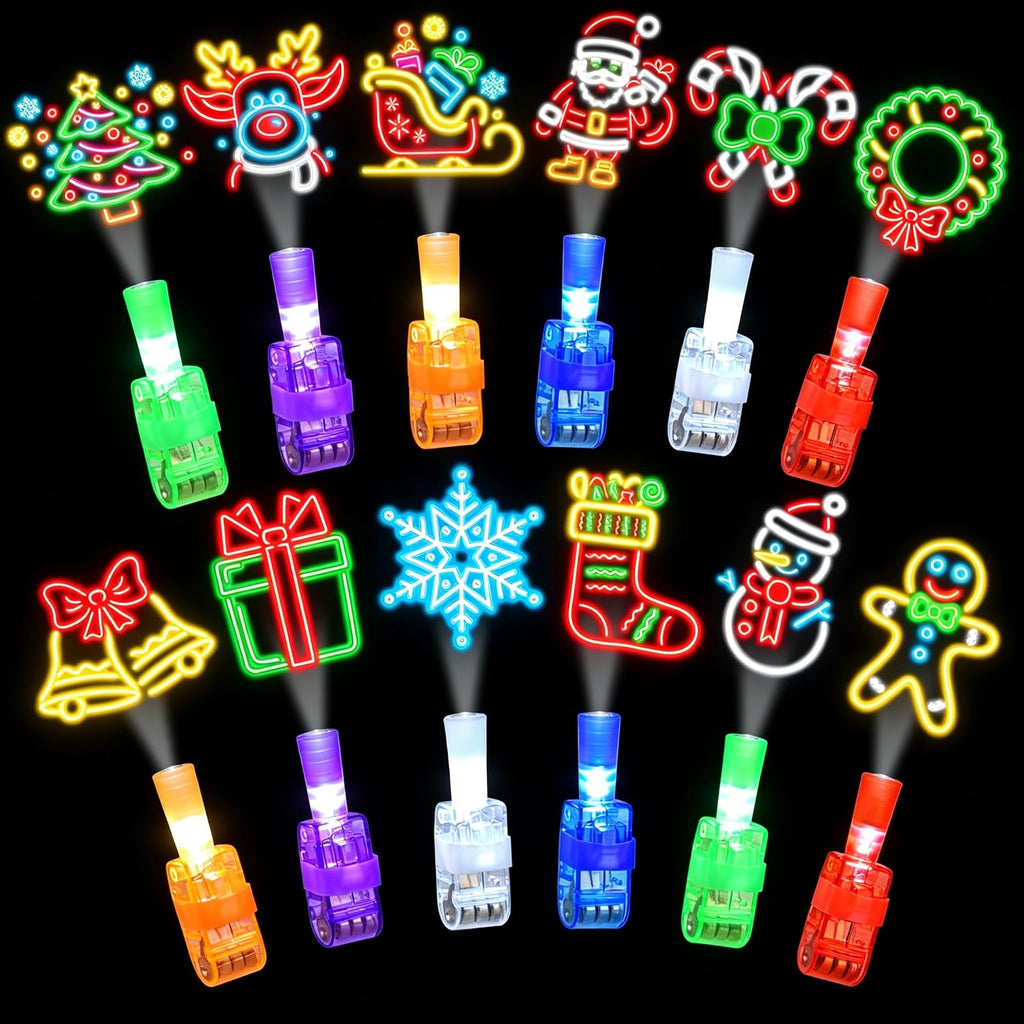 Christmas Party Favors for Kids, 36pcs Christmas Finger Lights Toys for Kids Boys Girls Classroom Rewards Xmas Sock Filler Gifts