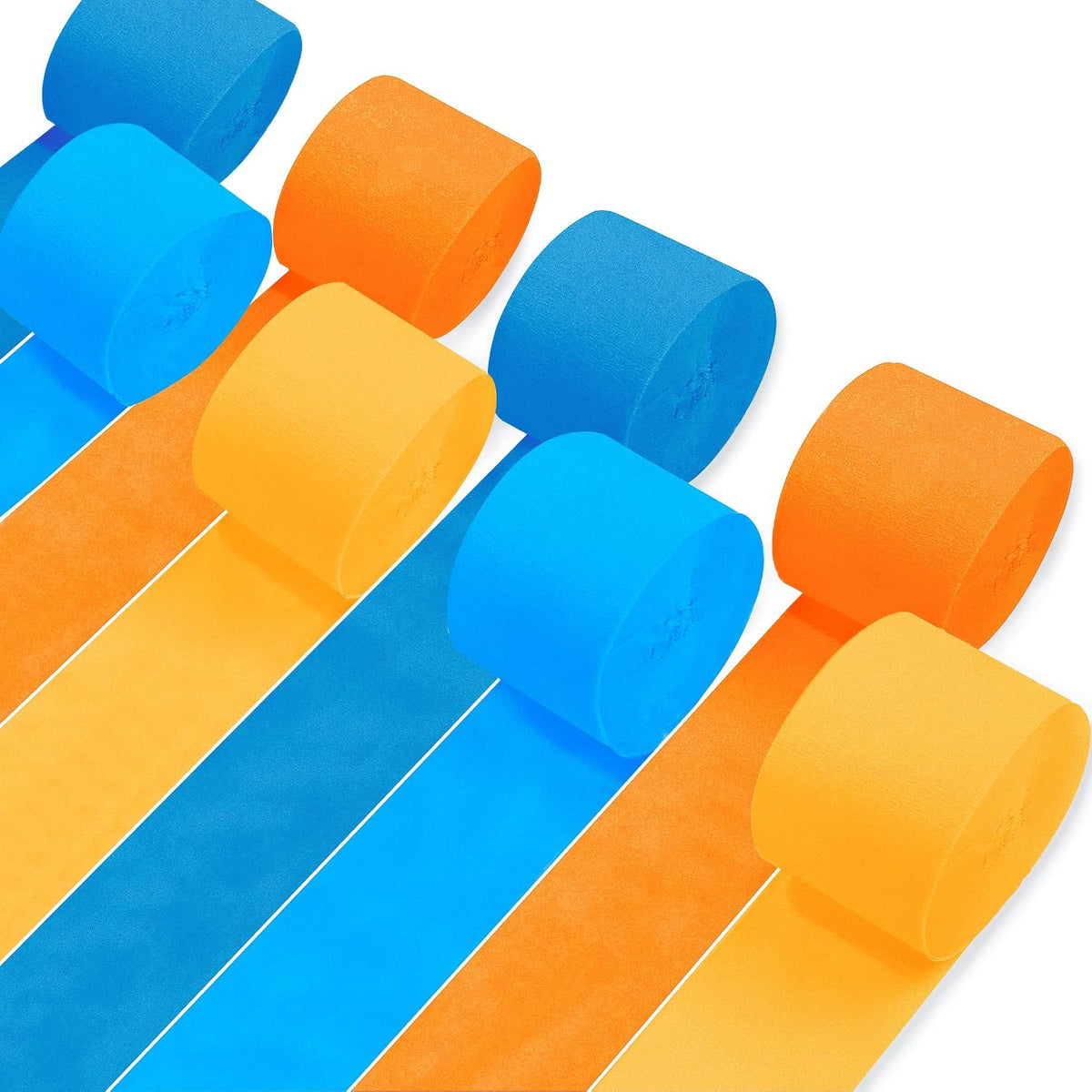 8 Rolls Crepe Paper Streamers, Blue and Orange Streamers Party Decorations for Blue Dog Paw Birthday Party Cartoon Bunting Puppy Dog Theme Celebration Decorations