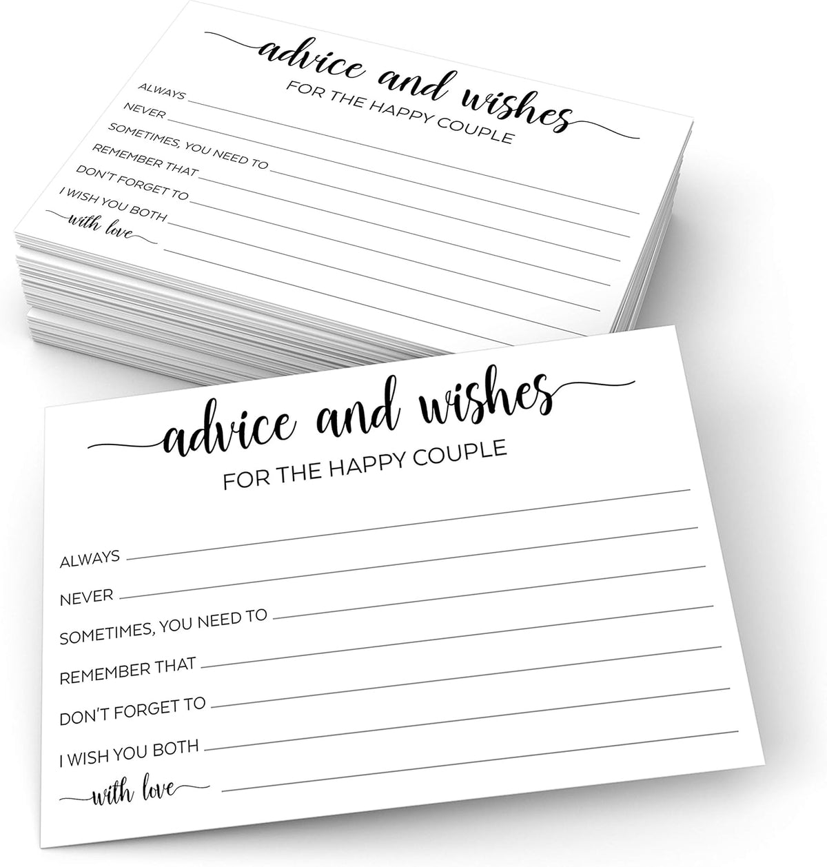 321Done Happy Couple Advice and Wishes Cards, 4x6, Set of 50, White