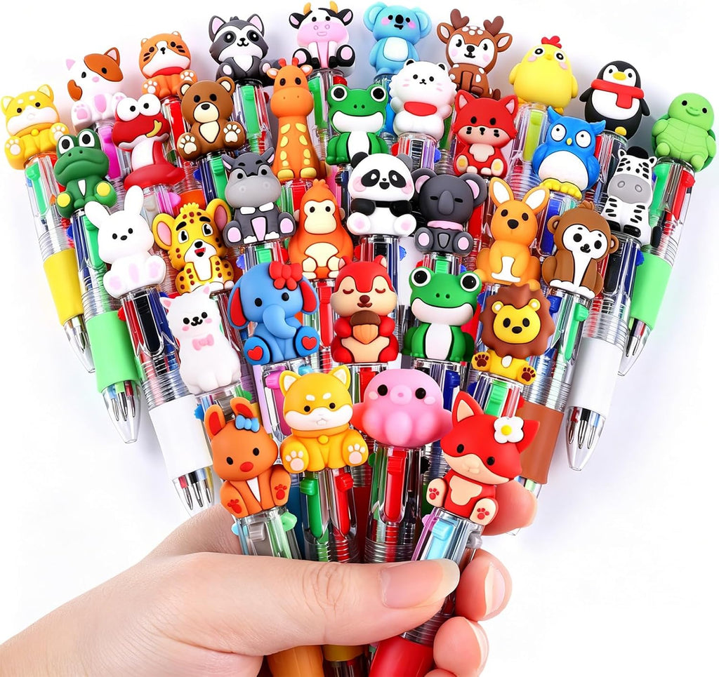 36PCS Mini Animal Pens Multicolor 4-in-1 Bulk Cute Pens for Party Favors