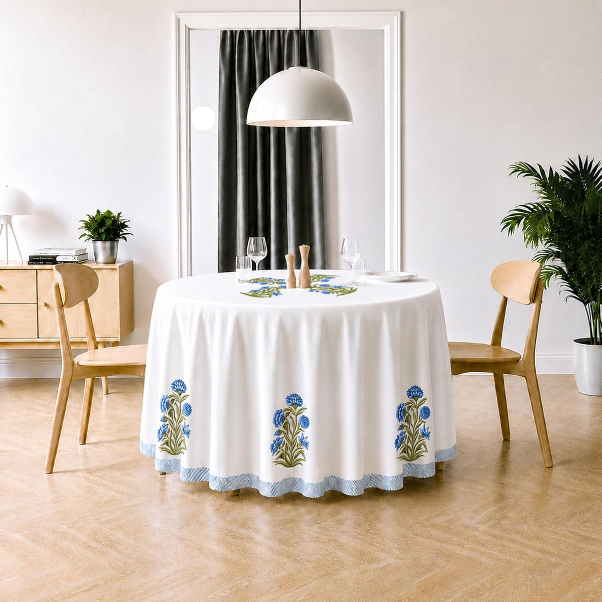 Spring Tablecloth Round 70 Inch, Spring Birds Branch Florals Decorations for Home Table Cloth Tablecloths Polyester for Picnic Party Dinner