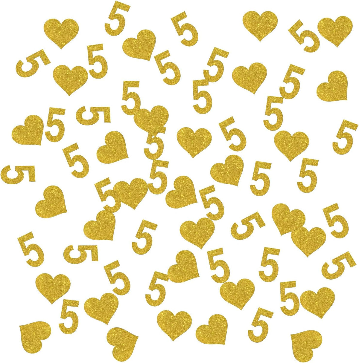 INNORU Number 5 Confetti Gold Glitter, Happy 5th Birthday Table Confetti, Five Years Paper Scatter, 5th Anniversary Cheers to 5 Years Party Table Decorations Confetti, 120pcs