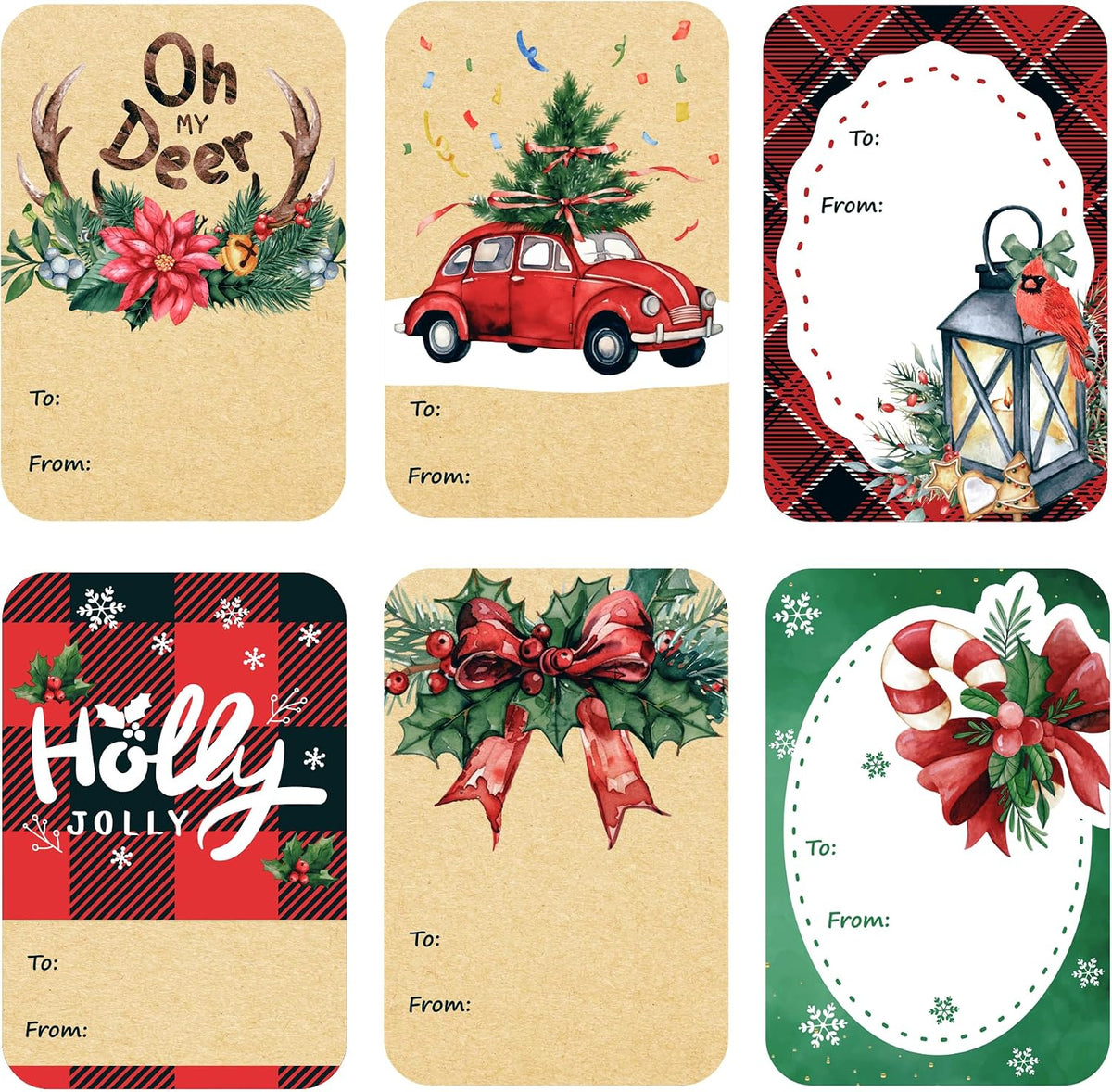 120 PCS 8 Designs Self Adhesive Christmas Name Tag Stickers