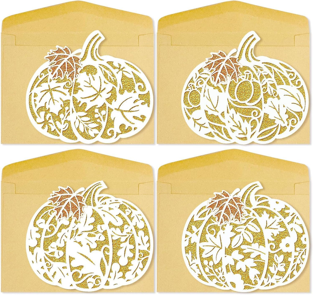Thanksgiving Cards with Envelopes Thanksgiving Pumpkin Greeting Card Thank You Greetings Cardboard for Kids Adults Fall Autumn Family Party Home Friendly Wish Hope Hollow Paper Craft Cutout