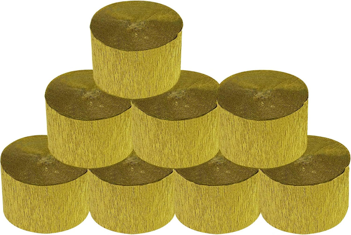 8 Rolls Gold Crepe Paper Streamers, Wedding Birthday Baby Shower New Year Party Decoration, Graduation, Christmas, Rainbow DIY Supplies, Living Room Bedroom Decor