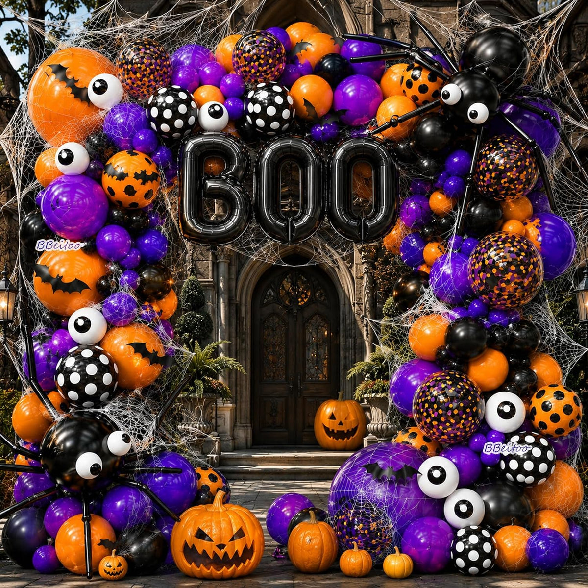 Halloween Balloon Garland Arch Kit 202PCS Black Orange Purple Balloons