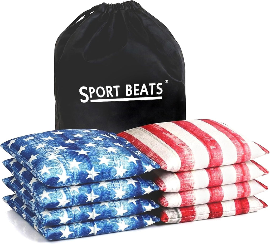 SPORT BEATS Cornhole Bags Set of 8 - Regulation 6"x6" 14-16 oz