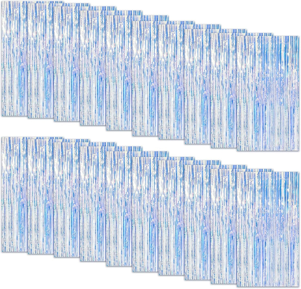 20 Pack Foil Curtain Backdrop Iridescent Metallic Tinsel Foil Fringe Curtains Photo Booth Props for Birthday Wedding Engagement Baby Shower Bachelorette Christmas Holiday Celebration Party Decoration