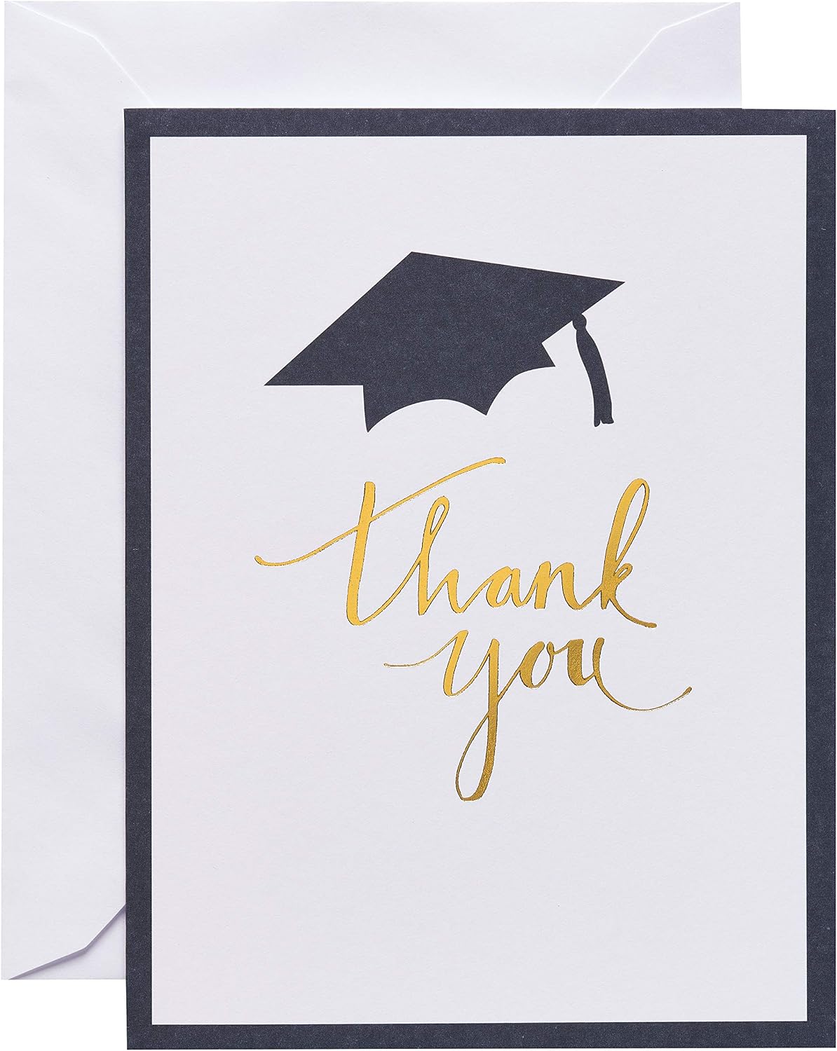 American Greetings Graduation Thank You Note Cards, Mortar Board Gold Script Design, 50 Count (Pack of 12)