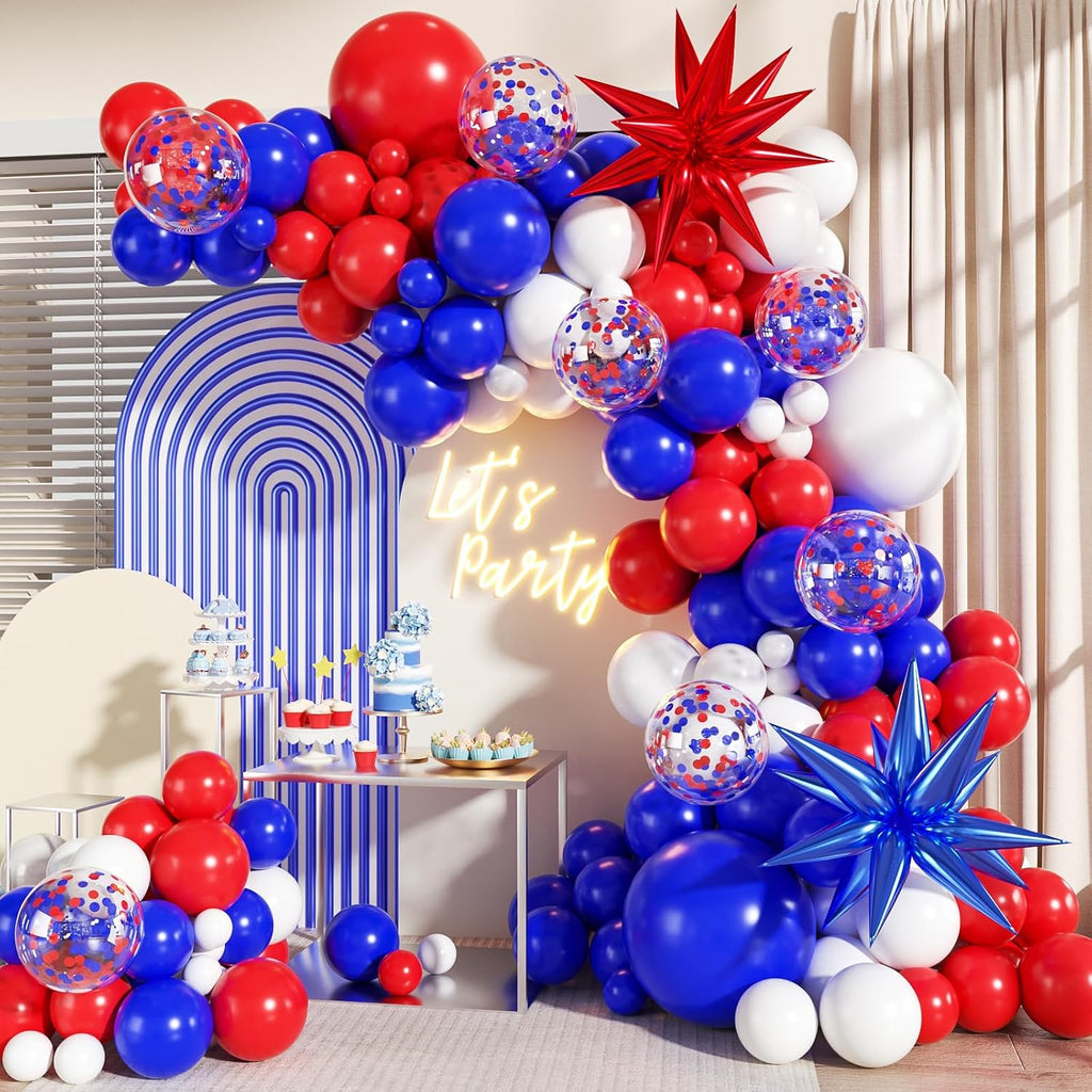 Red White Blue Balloon Arch Kit for Birthday Party Decorations