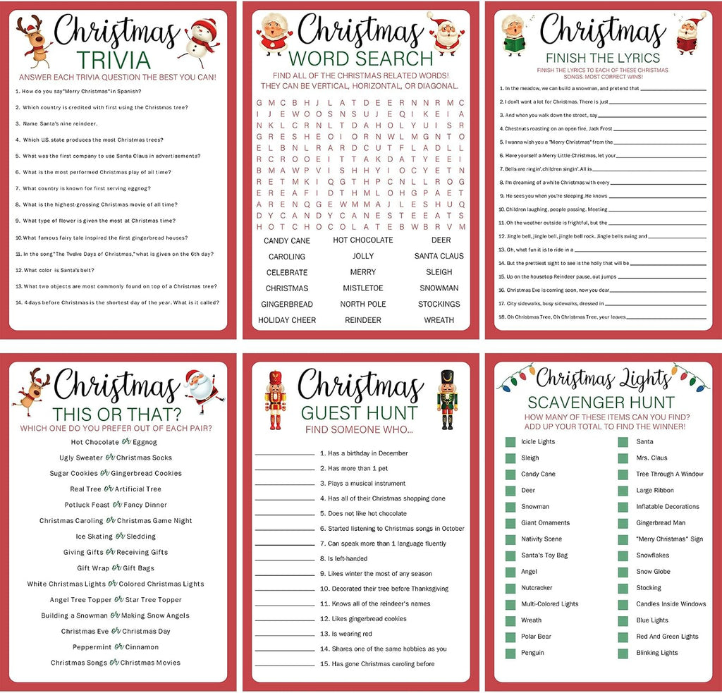 Sinload 300 Pcs Christmas Trivia Game Cards for Adults Family Coworkers