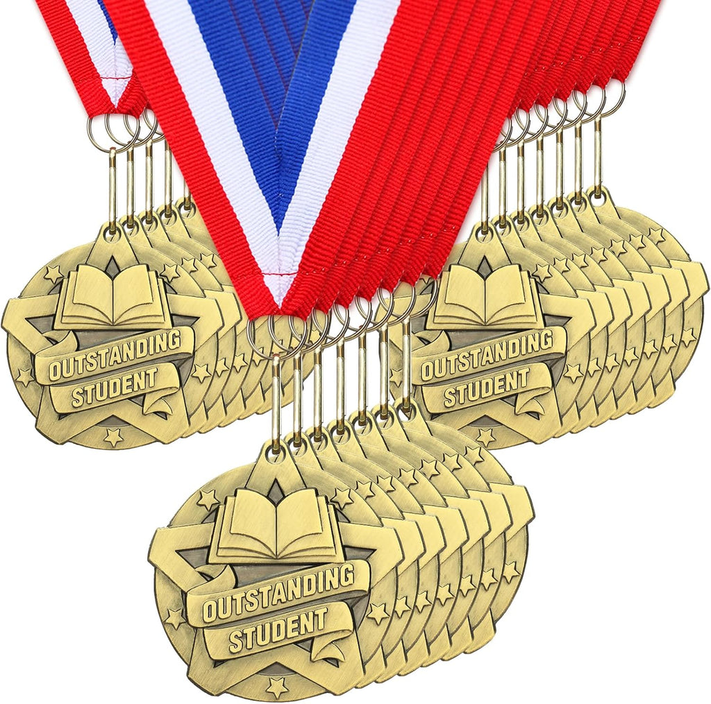 Quelay 30 Pcs 2 Inches Award Medals Bulk Medals Bulk with Neck Ribbons Metal Trophy Award Prize Gift for Tournaments, Competitions, Party, Kids and Adults