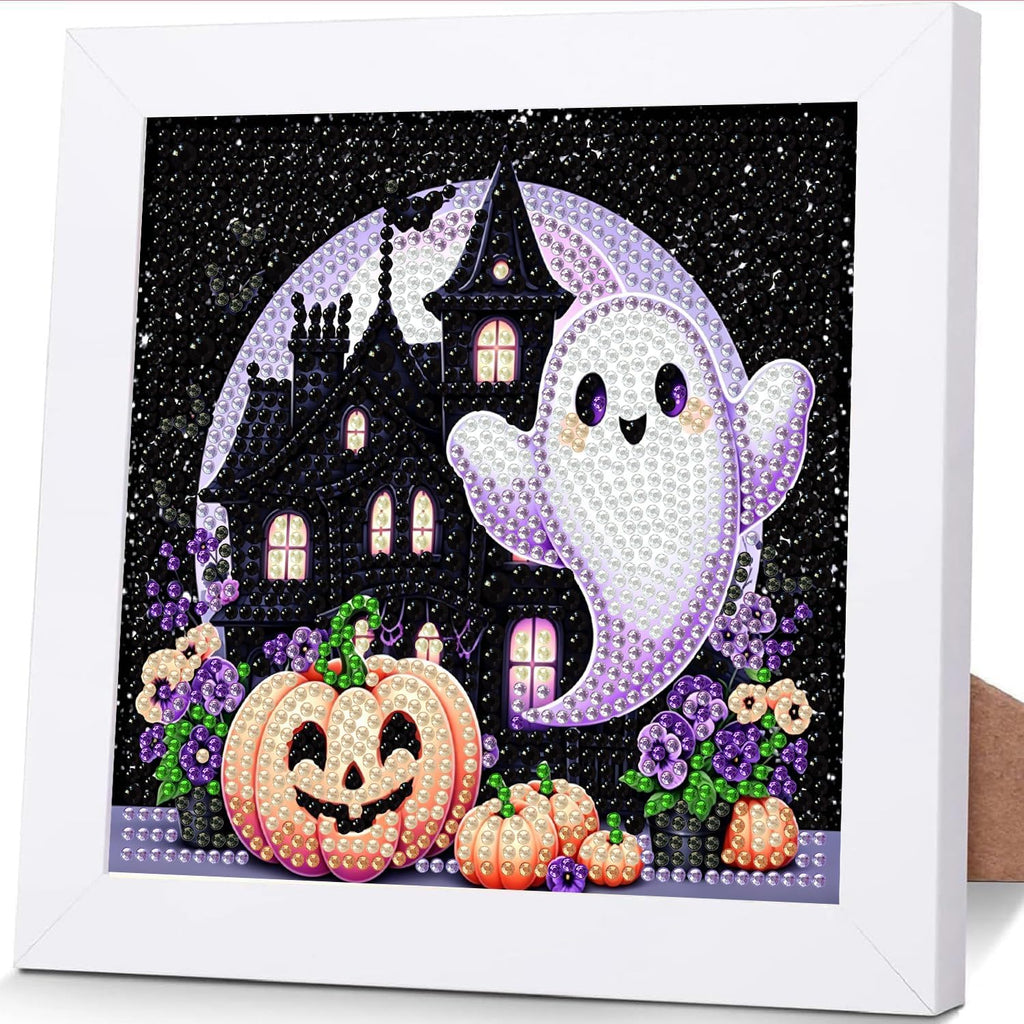 Halloween Diamond Art Kit for Kids with Frame,DIY Crafts for Girls Boy