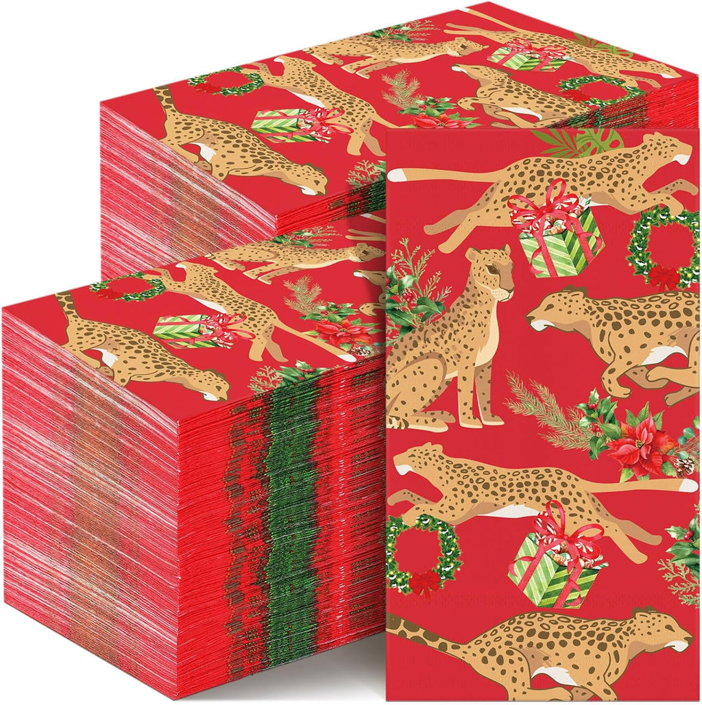 Seajan 200 Pcs ChristmasLeopard Disposable Hand Towels for Bathroom