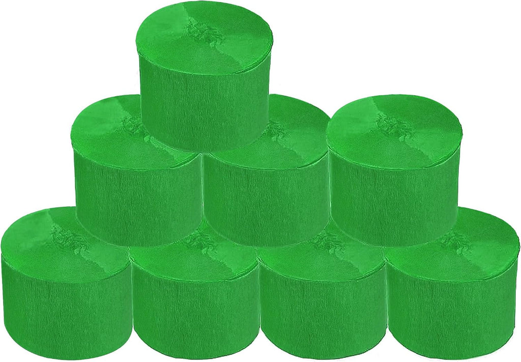 8 Rolls Green Crepe Paper Streamers, Wedding Birthday Baby Shower Christmas Party Decoration, St Patrict's Day Rainbow DIY Supplies, Living Room Bedroom Decor
