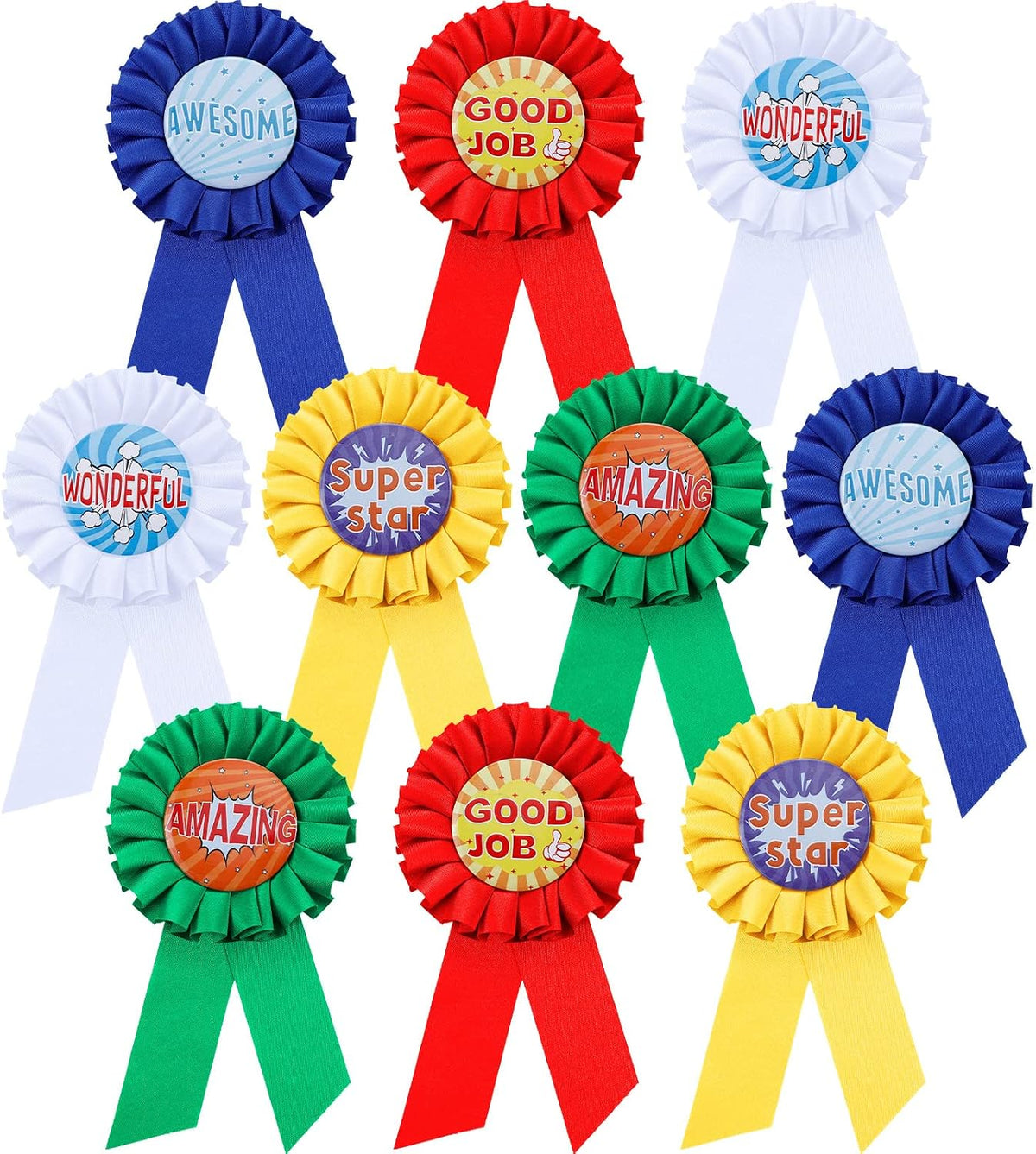 Crowye Inspirational Award Rosette Ribbon Motivational Participation Prize Ribbon Satin Victory Honourable Recognition Badge Ribbons for Kids Student Winner Competition Classroom School(20 Pcs)