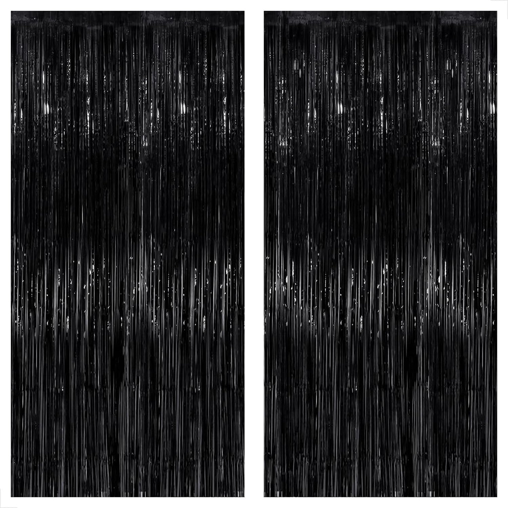 KatchOn XtraLarge 2 Pcs Black Fringe Backdrop Black Streamers Decorations