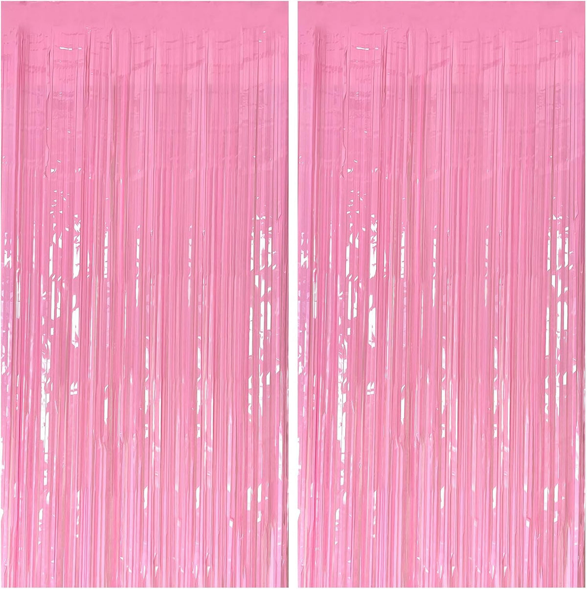 2 Pack Foil Curtain Pink Backdrop Streamers Metallic Tinsel Fringe Curtains Photo Booth Props for Birthday Wedding Engagement Bachelorette Christmas Holiday Celebration Party Decorations
