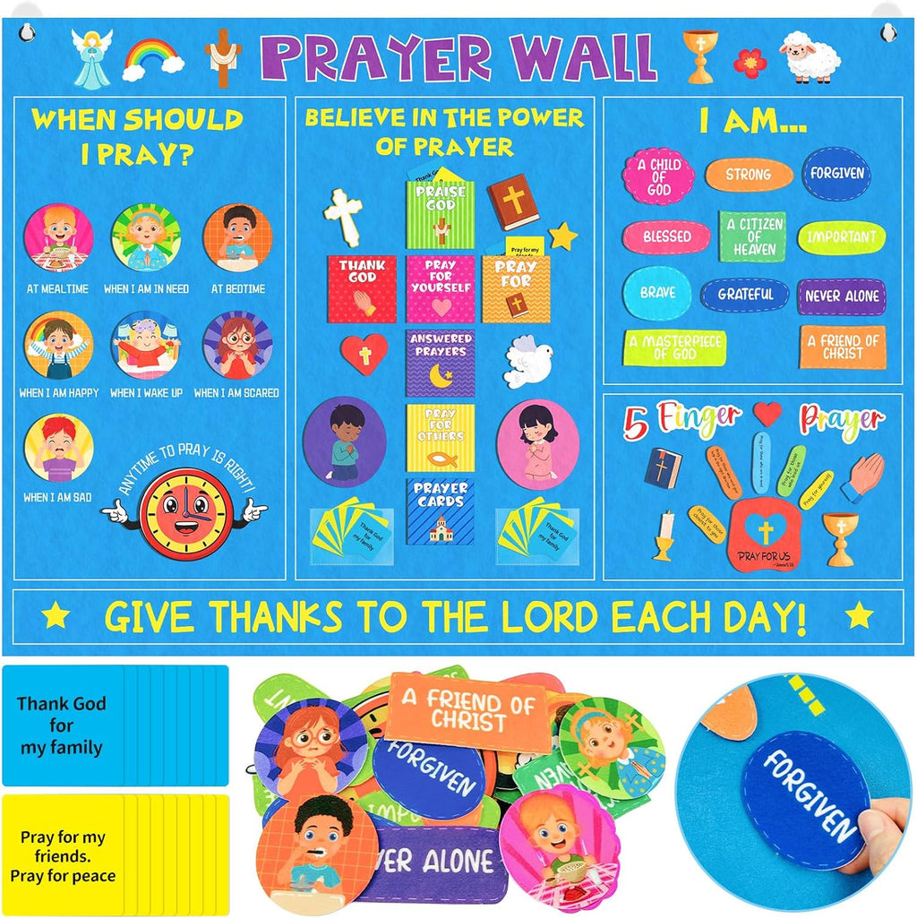 Cinrobiye Christian Prayer Wall Felt Board Kit, Bible Prayer Bulletin Board with Prayer Request Cards, Reusable Church Prayer Wall Decorations for Bible Study, Worship, Prayer Room Home Decor