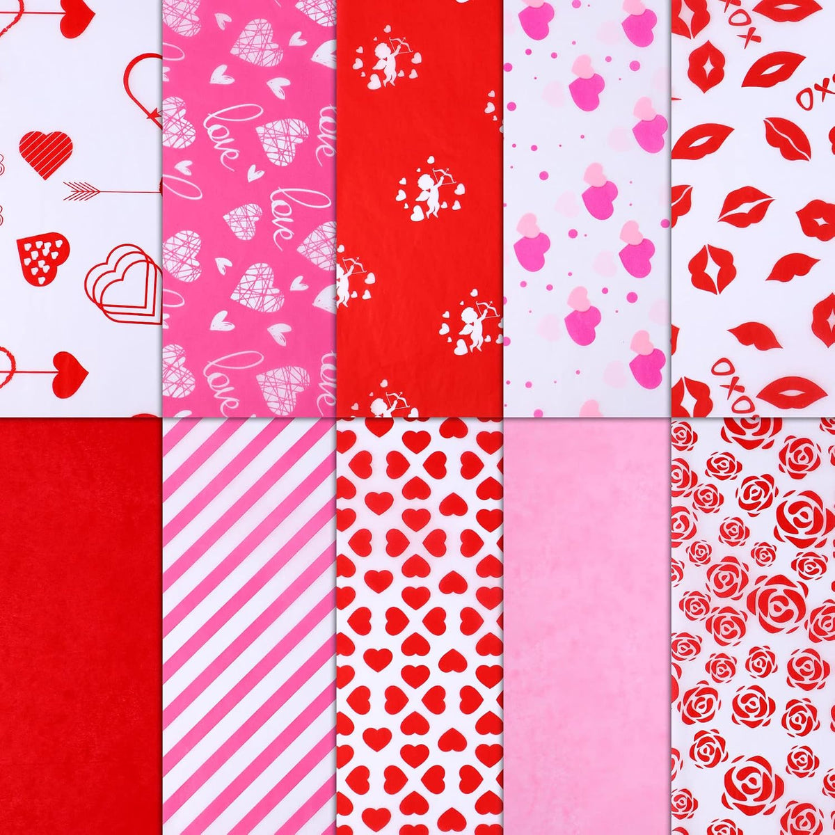 SANNIX 100 Sheets Valentine's Day Tissue Paper Bulk Gift Wrapping Paper for Gift Wrapping Boxes DIY Crafts Birthday Holiday Wedding Party Decoration 19.7 ×13.8 Inch (10 Patterns)