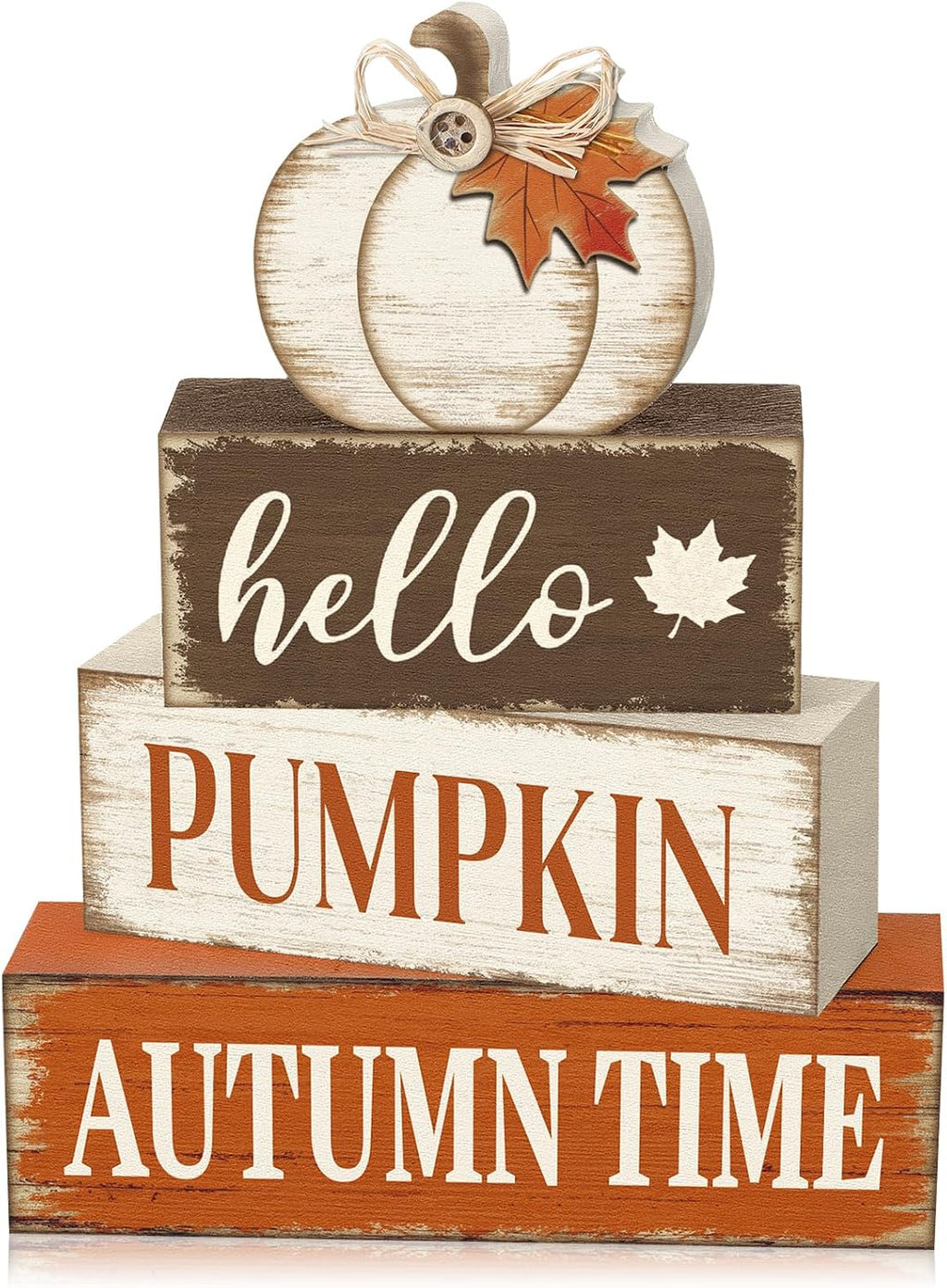 Moucuny 4 Pcs Rustic Wooden Office Shelf Decor Block Signs Farmhouse