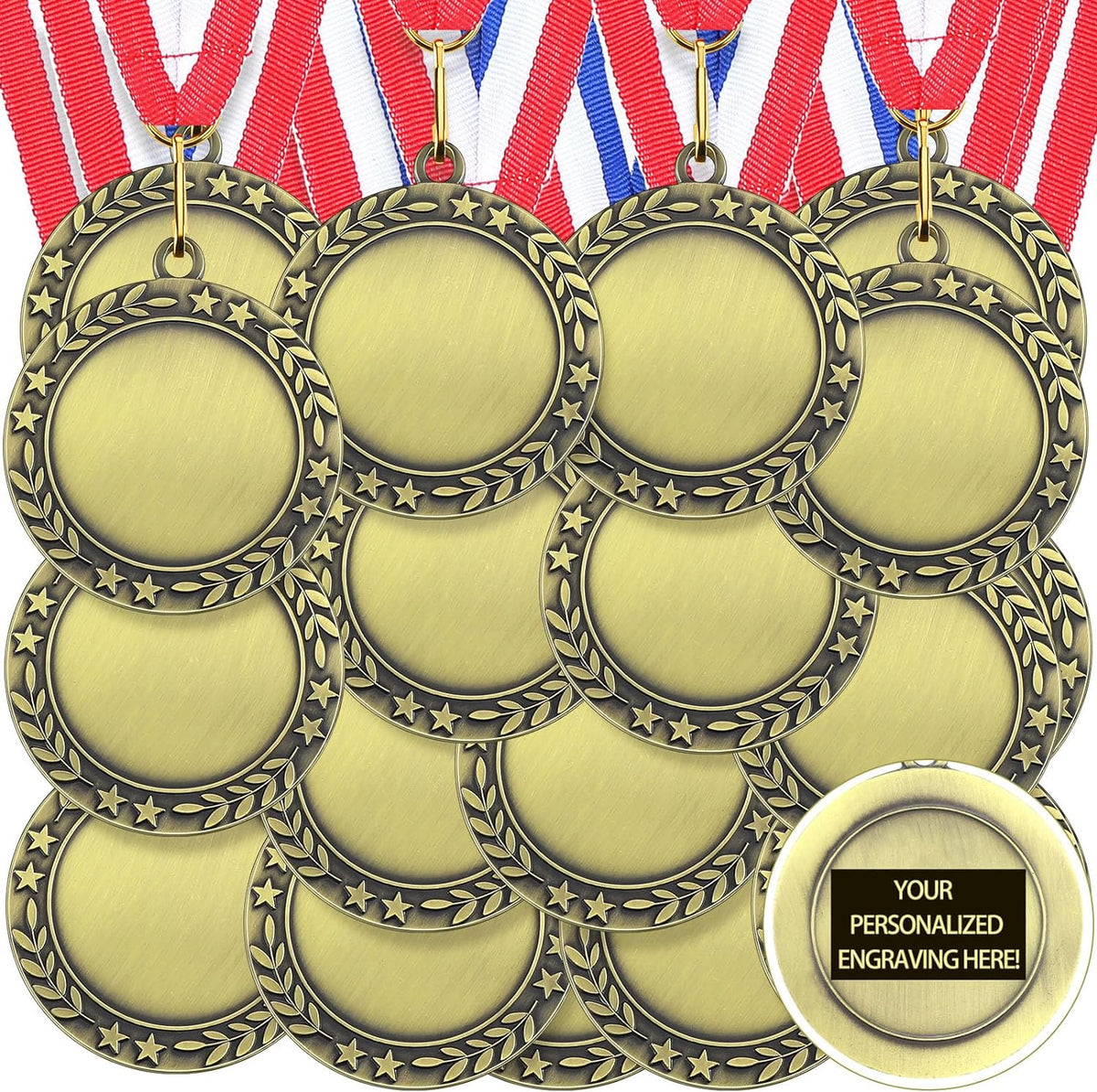 AmazingSpark 120 Pcs Great Job Award Medals, 2 Inch Rubber Medals Bulk Winner Encourage Team Participation for Adults Trophy Award Prize Gift Competitions Graduation Party