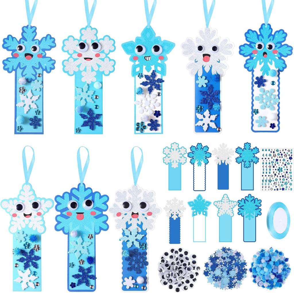 Funrous 48 Sets Crafts Kit Paper Crafts DIY Make Your Own Hanging Ornaments with Pompoms Diamond Stickers for Holiday Classroom Activities Party Favors, Bookmark