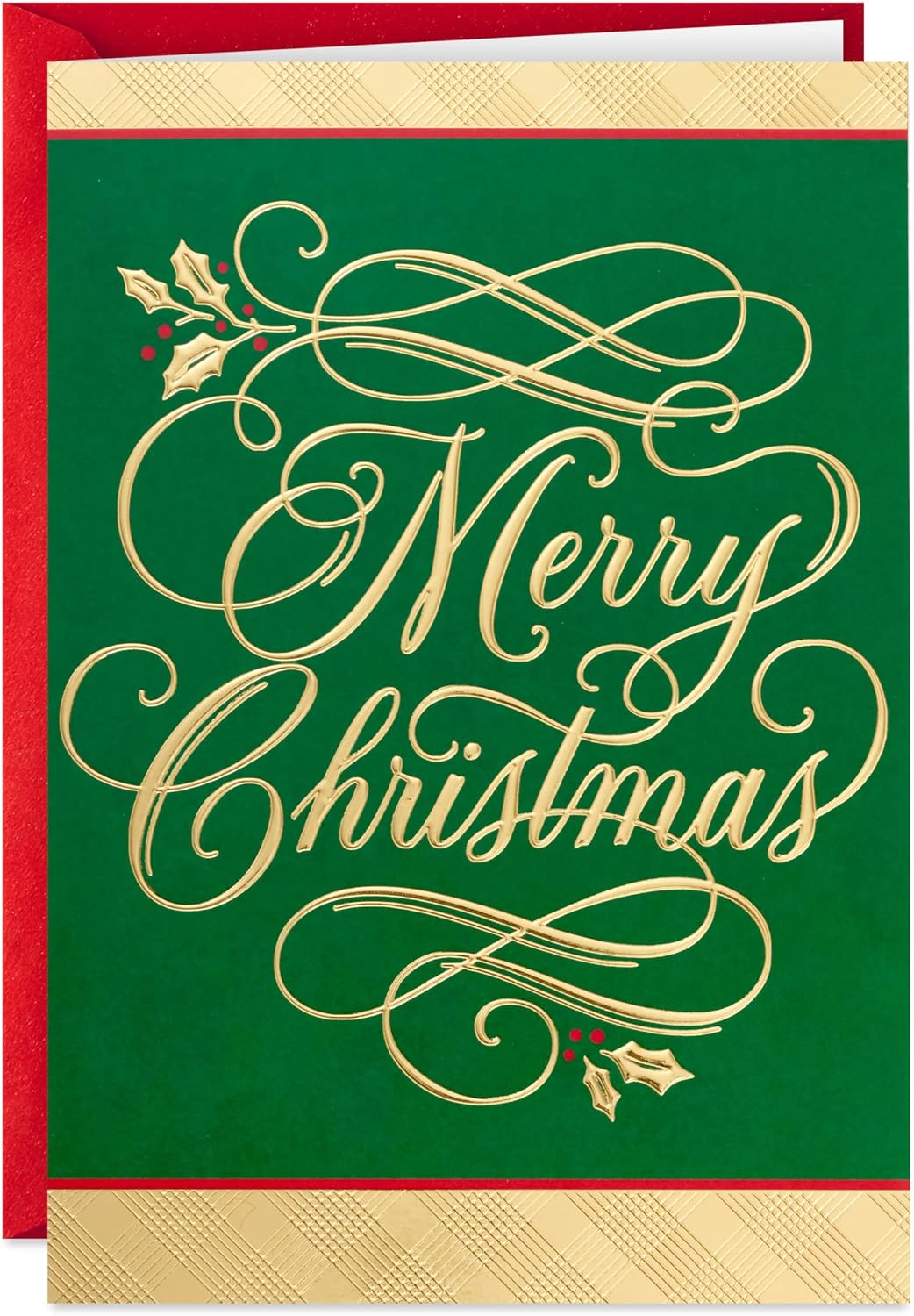 Hallmark Christmas Cards, 40-Pack with Envelopes (Green and Gold)
