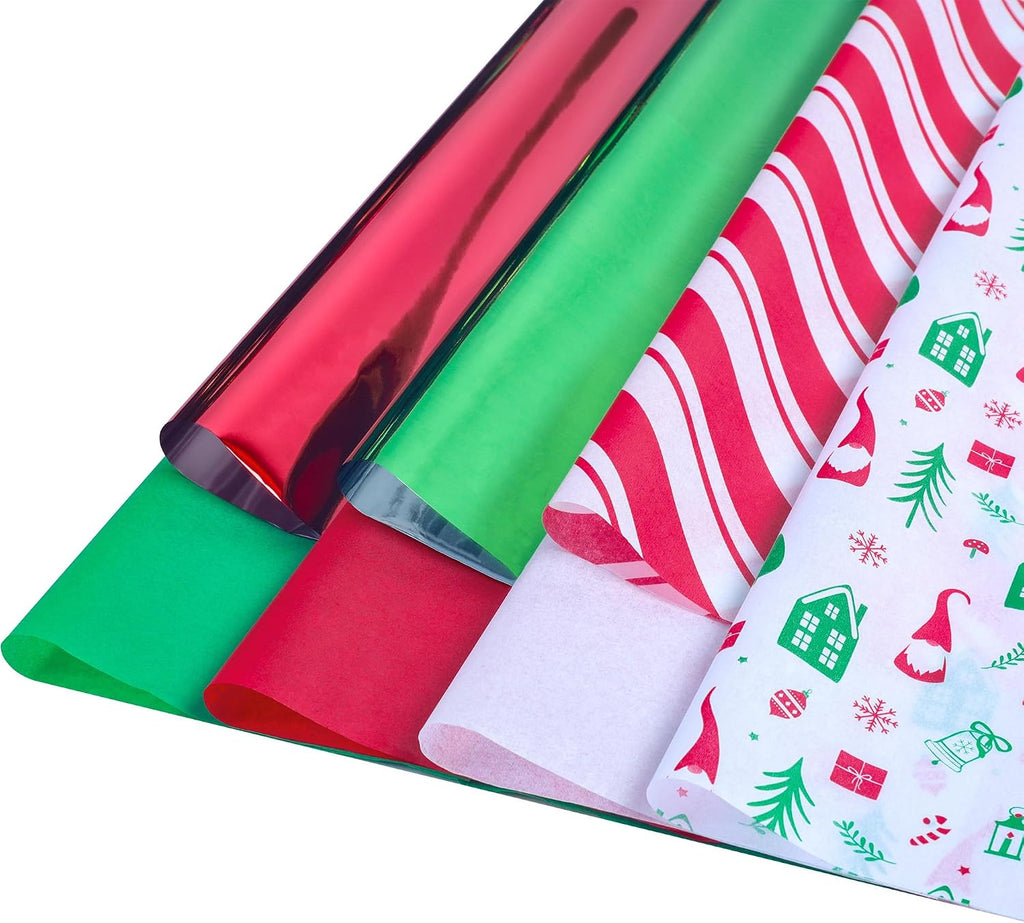 120 Sheets Christmas Tissue Paper for Gift Bags, 20" X 14" Xmas Holiday Tissue Paper for Christmas Gift Wrapping and DIY Gift Crafts Metallic Party Decor
