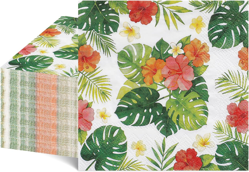 Natnarr 100 Pcs Tropical Napkins, 5" Hawaiian Cocktail Napkins
