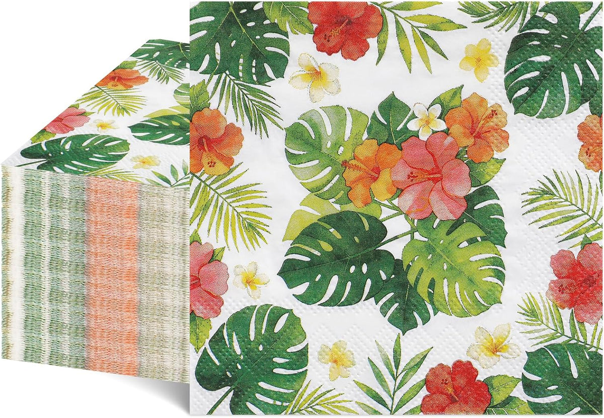 Natnarr 100 Pcs Tropical Napkins, 5" Hawaiian Cocktail Napkins
