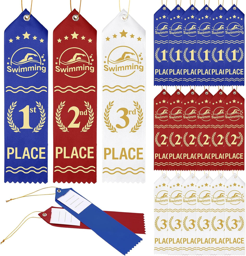 Thiccywoov 120 Pcs Swimming Award Ribbons 8" x 2" for 1st, 2nd, 3rd