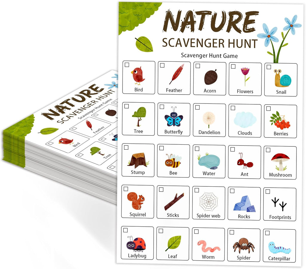 Nature Scavenger Hunt Card for Road Trips and Camping