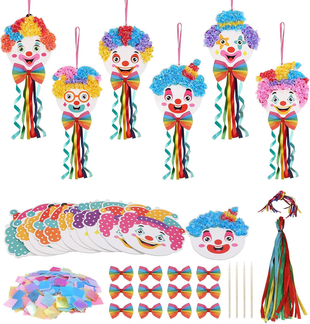 Fennoral 12 Pack Clown Craft Kit for Kids Make You Own Carnival Circus Poke in Art Craft Kits DIY Carnival Creative Activity Birthday Party Decoration