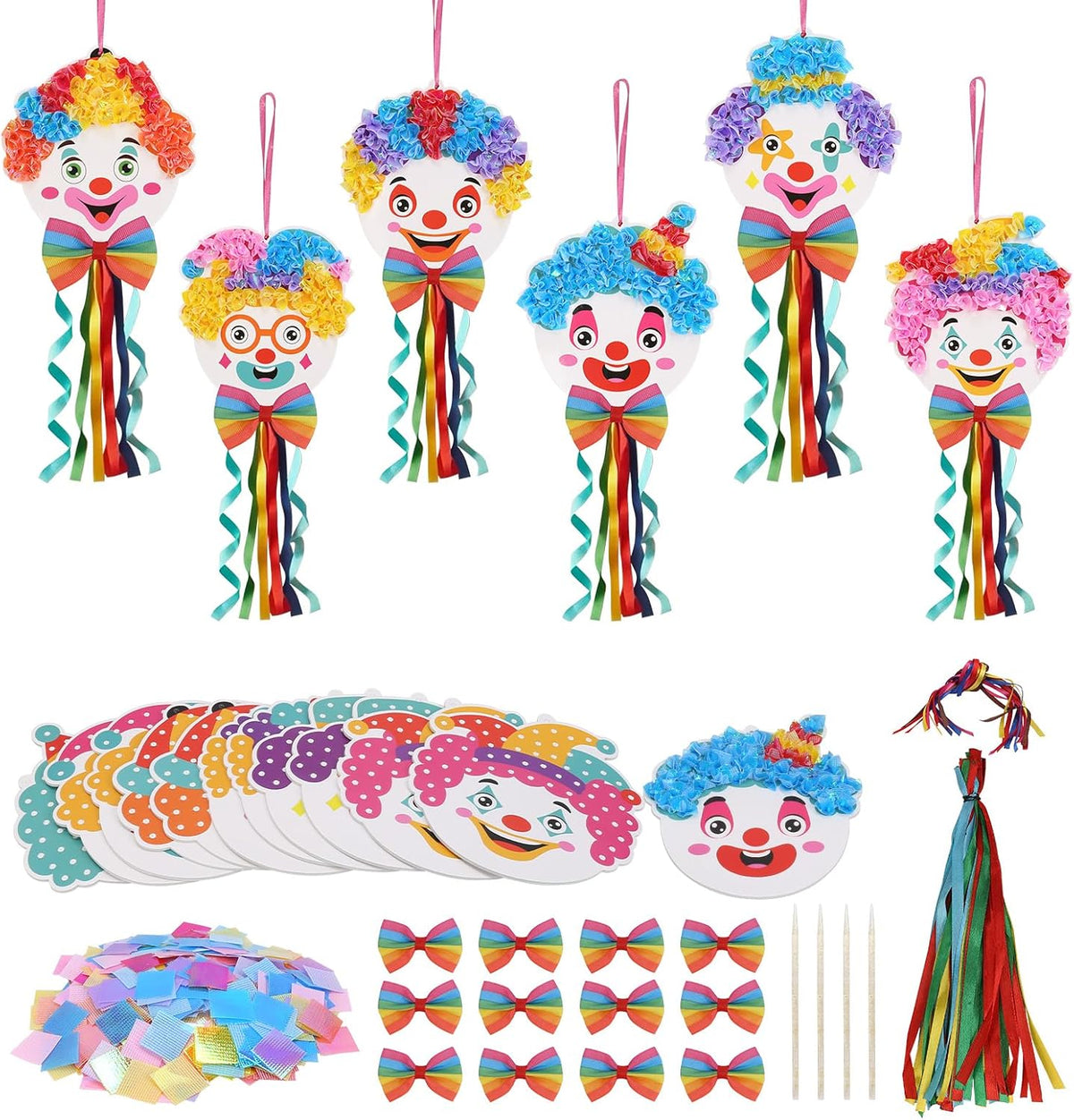 Fennoral 12 Pack Clown Craft Kit for Kids Make You Own Carnival Circus Poke in Art Craft Kits DIY Carnival Creative Activity Birthday Party Decoration