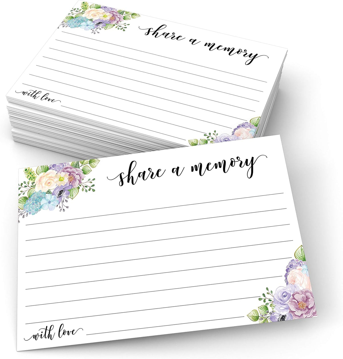 321Done Share a Memory Cards, Purple Floral, 4x6, Set of 50, White