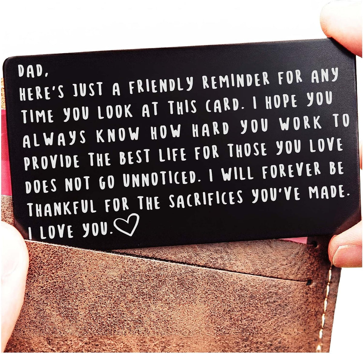 Red Dot Laser Engraving Wallet Card for Dad – Father's Day from Son or Daughter for the Best Dad Ever - Voted Most Meaningful and Unique Gift for Fathers - Gift Ready, Engraved