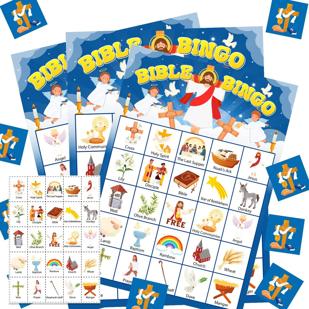 24 Players Christian Bible Bingo Game for Adults Kids