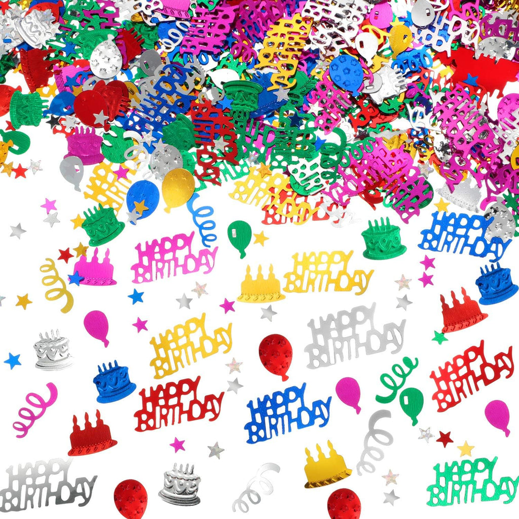 WILLBOND 3000 Pieces Birthday Confetti Metallic Foil Balloon Cake Star