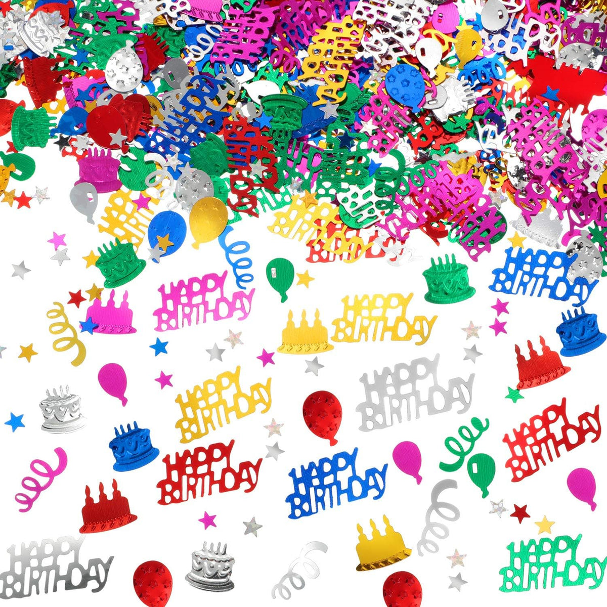 WILLBOND 3000 Pieces Birthday Confetti Metallic Foil Balloon Cake Star