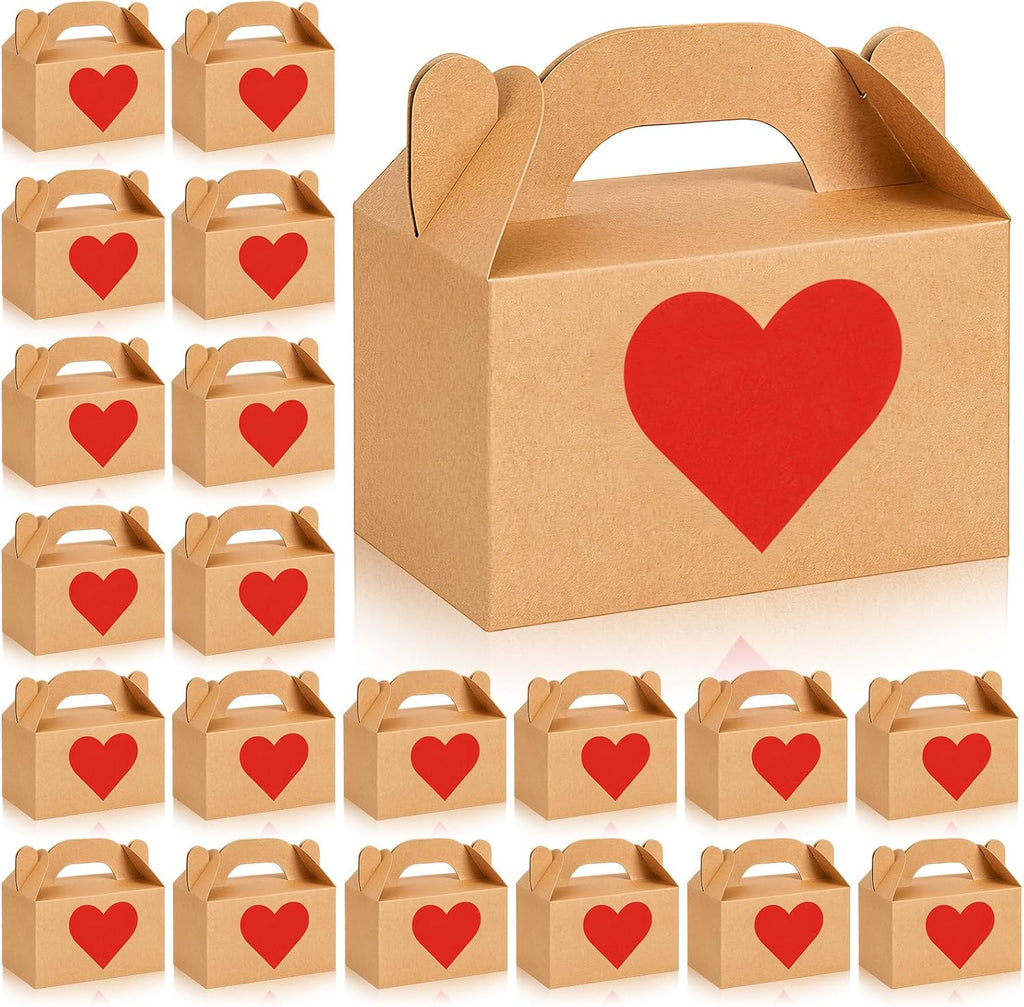 Colarr 100 Pcs Valentine's Gift Boxes with Handle 5.9 x 3.5 x 3.5 Inch