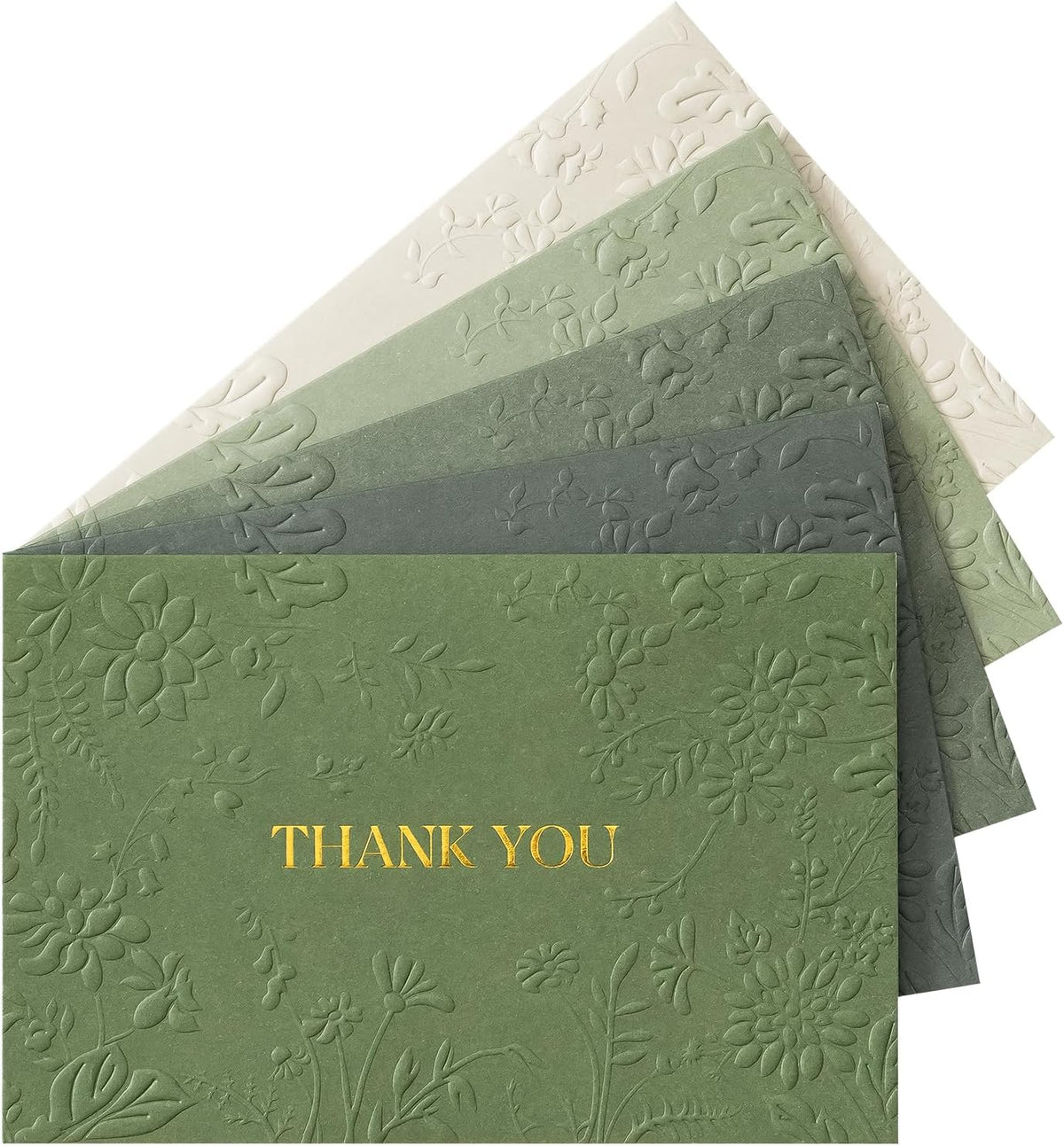 Crisky Bridal Shower Thank You Cards with Envelopes(Sage Green),50 Pack Embossed Floral Thank You Cards for Wedding, Baby Shower, Business, Graduation Party Favors Decorations