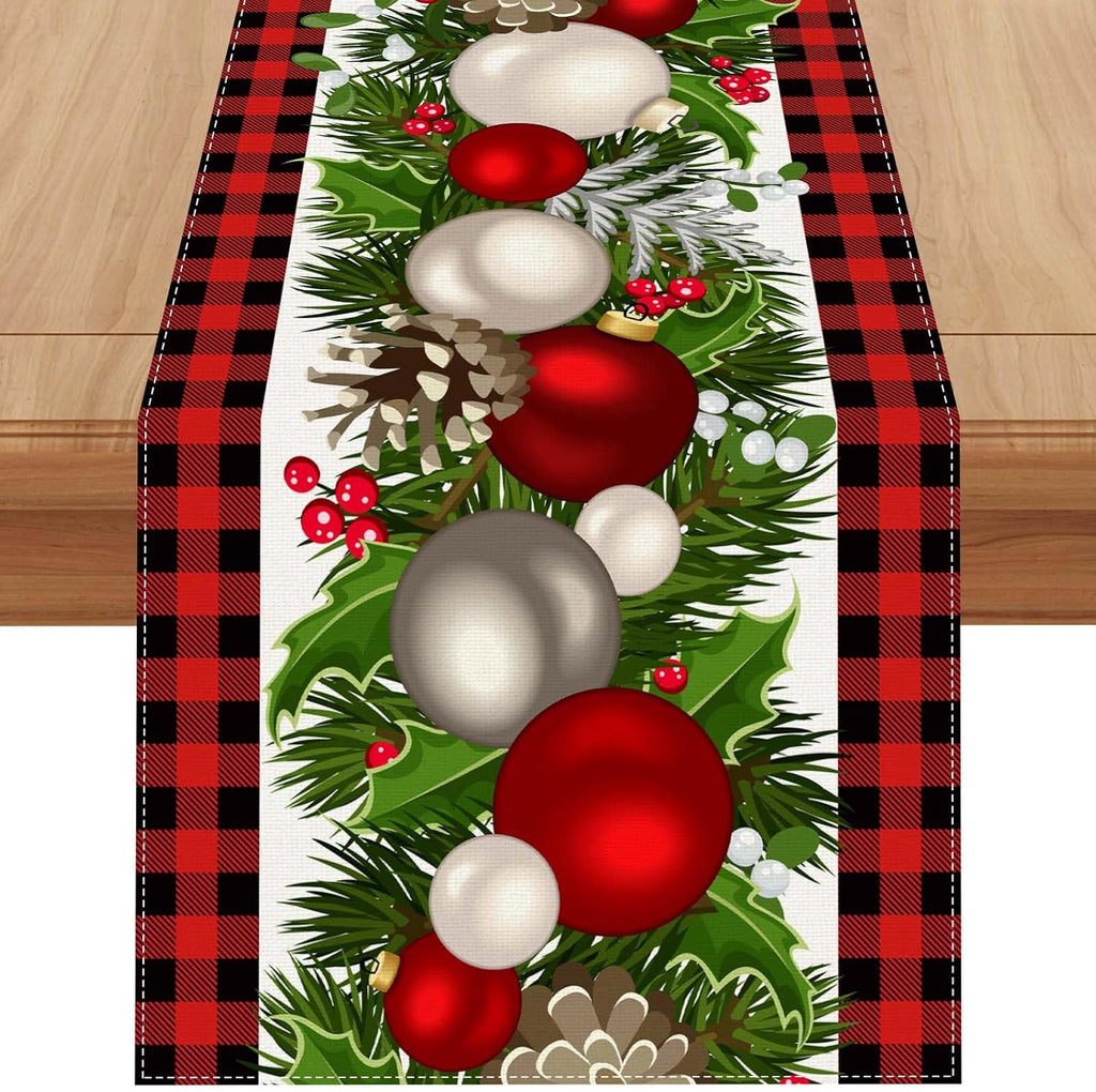 Christmas Decorations - Elegant Farmhouse Christmas Table Runner