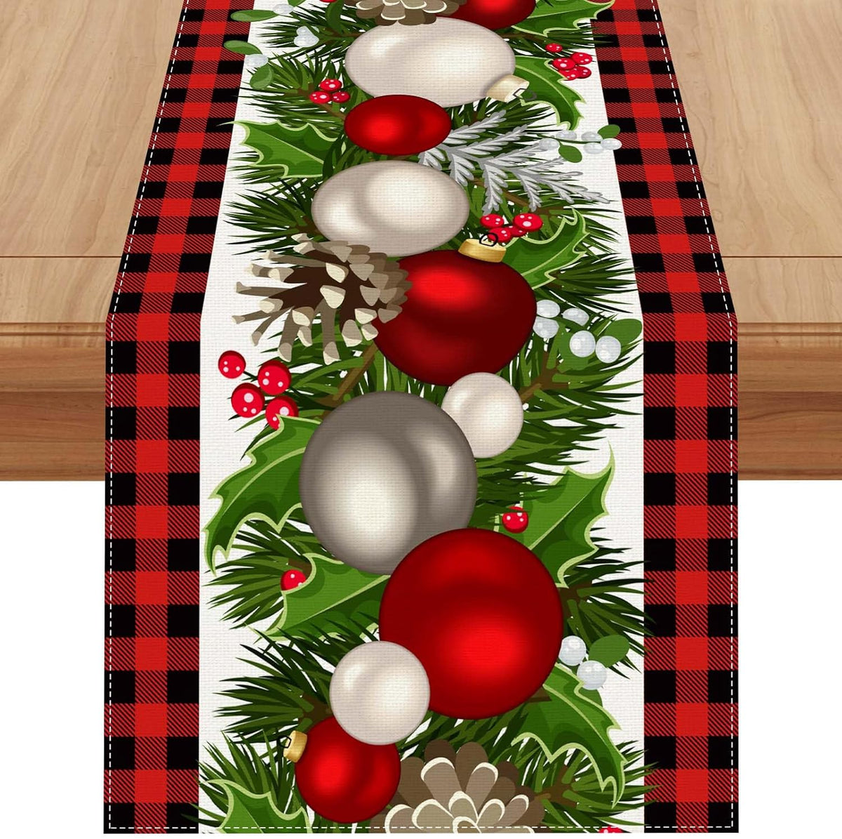 Christmas Decorations - Elegant Farmhouse Christmas Table Runner