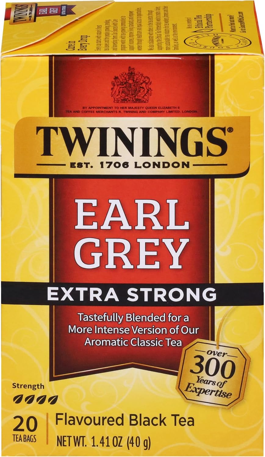 Twinings Earl Grey Extra Strong Bergamot Black Tea Bags, 20 CT Box (1 Pack)