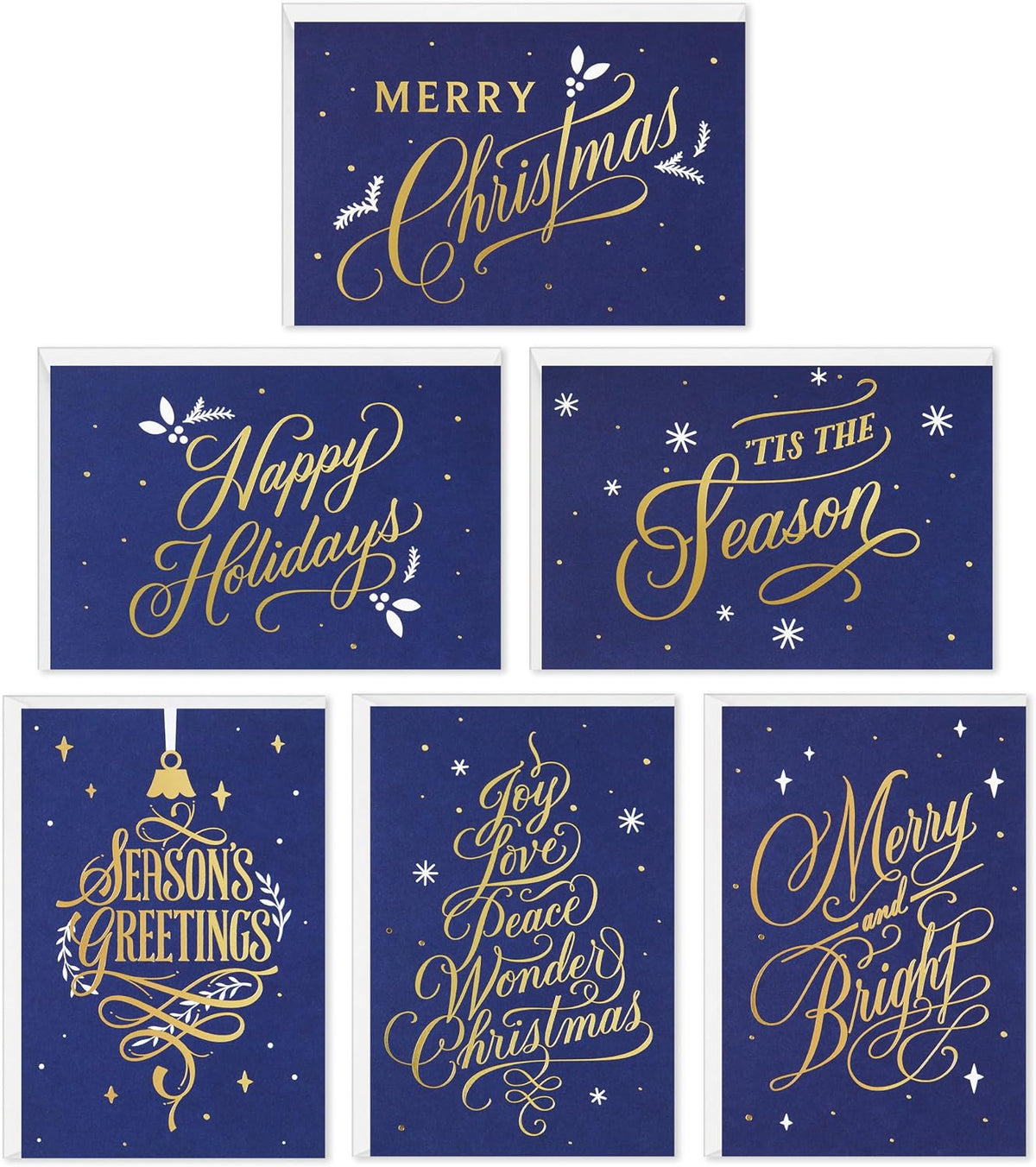 Hallmark Bulk Christmas Cards, Assorted 72-Pack (Blue and Gold)