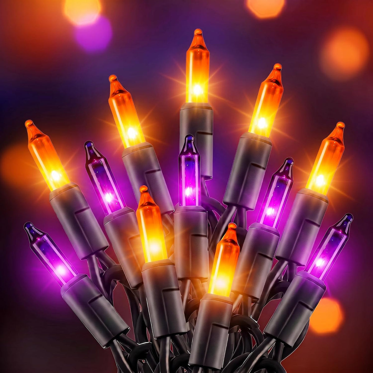 40FT Purple Orange Mini String Lights Halloween Decor for Party Decorations