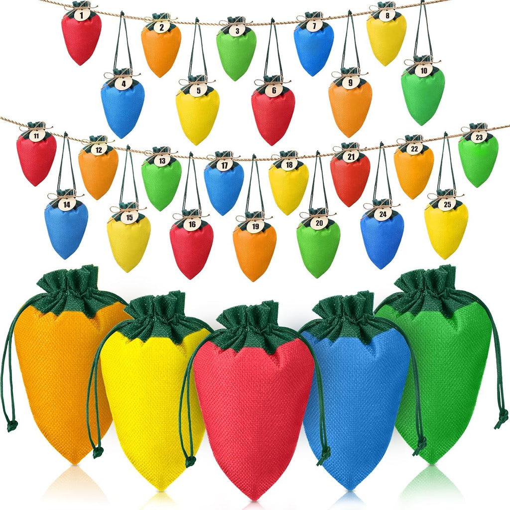 25 Pcs Christmas Lights Advent Calendar Bags 25 Days