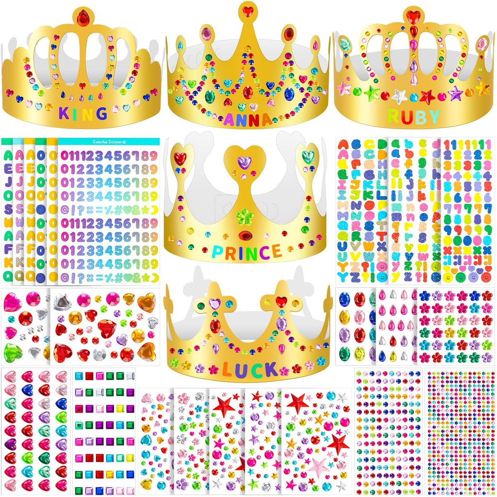 Gold Paper Crowns, Diy Birthday King Crowns Craft to Decorate, Paper Prince Princess Crown Hats for School Classroom
