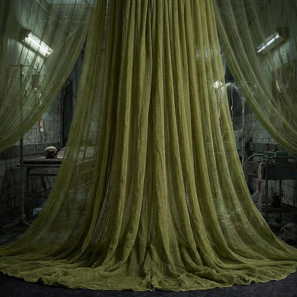 400"x85" Halloween Dark Green Creepy Cloth, Oversize Halloween Cheese Cloth